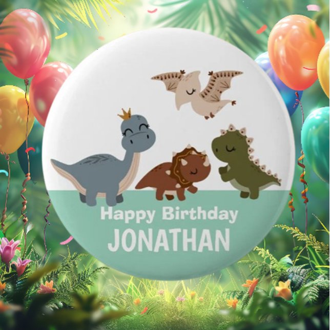 Grönt Boho Dinosaur Knapp (Discover the playful charm of our Green Boho Dinosaur Button! )