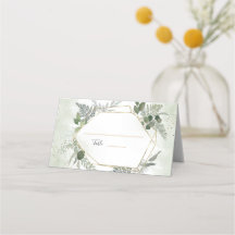 Grönt boho guld geometriskt akvarellbröllop