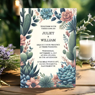 Grönt Boho Löv Desert Cacti Succulent Bröllop Inbjudningar