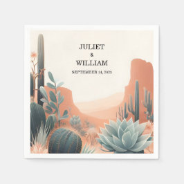 Grönt Boho Löv Desert Cacti Succulent Bröllop Pappersservett
