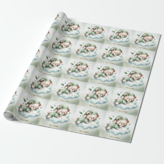 Grönt Boho Nalle Cute Party Presentpapper