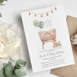 Grönt Boho Nursery Boho Baby Shower-inbjudan Inbjudningar
