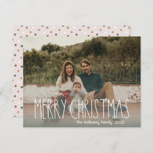 Grönt Boho Polka Dot-Fullt Jul Photo Julkort