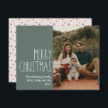 Grönt Boho Polka Dot-jul - ett foto Julkort<br><div class="desc">Den här grönten är boho polka-helgdag med ett enda fotokort för jultomte en perfekt för din moderna bohemiska land-inspirerade Julhälsningar. Det klassiska, rustiska men finstilta, handritade teckensnittet ge är en snygg vintage som ser söt och enkel ut. Polka dots kom i jordtoner av rött, sage grönt, rosa, terrakotta, rost och...</div>