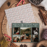 Grönt Boho Polka Dot-jul-femfoto Julkort<br><div class="desc">Den här grönten är ett femfoto-helgdag med fem prickar i jultomten för din moderna bohemiska land-inspirerade Julhälsningar. Det klassiska, rustiska men finstilta, handritade teckensnittet ge är en snygg vintage som ser söt och enkel ut. Polka dots kom i jordtoner av rött, sage grönt, rosa, terrakotta, rost och tan. Utformningen är...</div>