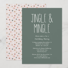 Grönt Boho Polka Dot jul Jingle och Mingle Inbjudningar