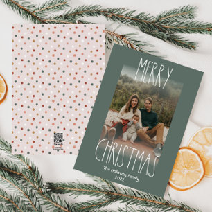 Grönt Boho Polka Lodrät jul - foto Julkort