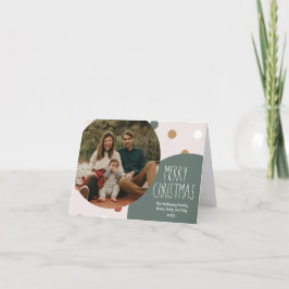 Grönt Boho Polka-pricken jul-foto med ett foto Helgkort