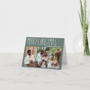 Grönt Boho Polka-pricken trefotomappad jul Helgkort