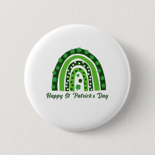 Grönt Boho Shamrock Rainbow St. Patrick's Day Knapp