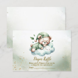 Grönt Boho Sleeping Nalle Cute Baby Shower Tilläggskort
