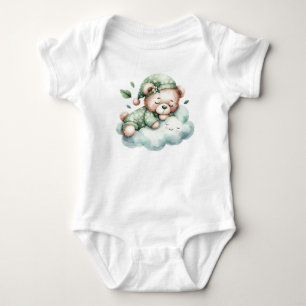 Grönt Boho Sleeping Nalle Cute Elegant T Shirt