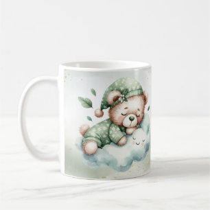 Grönt Boho Sleeping Nalle Cute Kaffemugg
