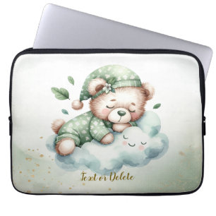 Grönt Boho Sleeping Nalle Cute Laptop Fodral