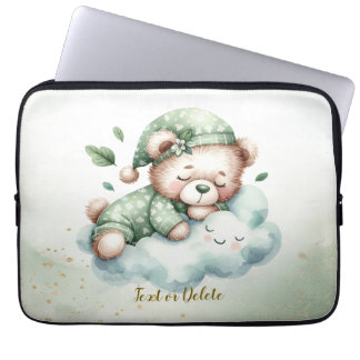 Grönt Boho Sleeping Nalle Cute Laptop Fodral