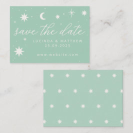 Grönt Boho Starry Bröllop spara datum Card Anteckningskort