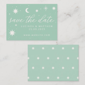 Grönt Boho Starry Bröllop spara datum Card Anteckningskort