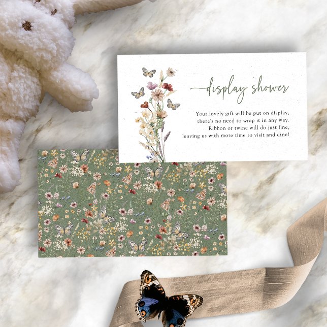 Grönt Boho Vildblomsdisplay Dusch Tilläggskort (Sage Green Boho Wildflower Display Shower Enclosure Card by Painted Paperie
)