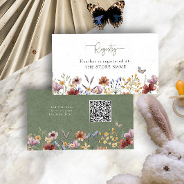 Grönt Boho WildblomBaby Shower Tilläggskort