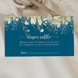 Grönt Boho Wildblomflottan Diaper Raffle Biljett Tilläggskort