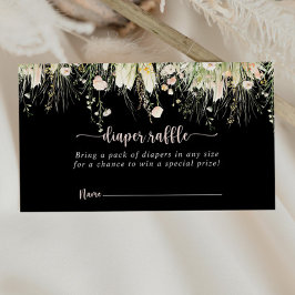 Grönt Boho Wildblomsvart bläck Raffle Biljett Tilläggskort