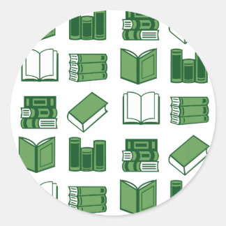 Grönt Bok Läsa och skriva Mönster Runt Klistermärke