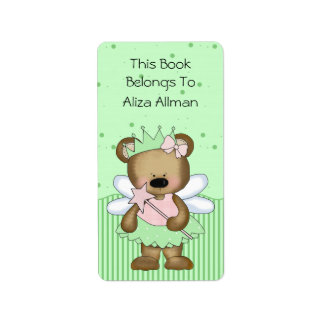 Grönt Bokskylt för pälsbjörn Adressetikett