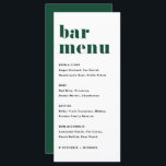 Grönt Bold Retro Typography Bröllop Pub Meny<br><div class="desc">Lägg till det här menykortspapperet för anpassade pub till händelsetabellen. De har fet retrotypografi och enkel grönt och svart typografi. Det här menykortet i grönt pub är perfekt för bröllop,  möhippor,  babyduschar och så mycket mer.</div>