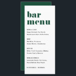 Grönt Bold Retro Typography Bröllop Pub Meny<br><div class="desc">Lägg till det här menykortspapperet för anpassade pub till händelsetabellen. De har fet retrotypografi och enkel grönt och svart typografi. Det här menykortet i grönt pub är perfekt för bröllop,  möhippor,  babyduschar och så mycket mer.</div>