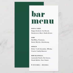 Grönt Bold Retro Typography Bröllop Pub Meny