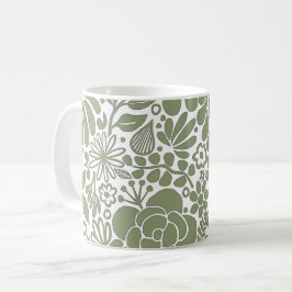 Grönt Bold Vild Flowers & Löv Garden Kaffemugg