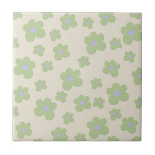 Grönt Bold Y2K Wildblomma Vibrant Vår Decor Kakelplatta