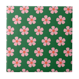 Grönt Bold Y2K Wildblomma Vibrant Vår Decor Kakelplatta