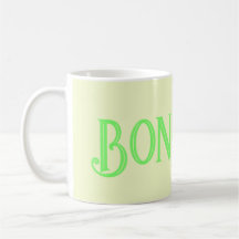 Grönt Bonjour Pastel Gult Coffee Mugg