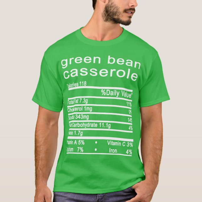 grönt bönor, kasserol, thanksgiving t shirt (Framsida)