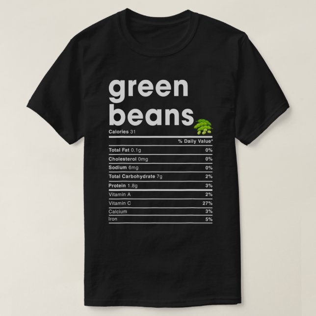Grönt Bönor Näringsfenomen T Shirt (Design framsida)