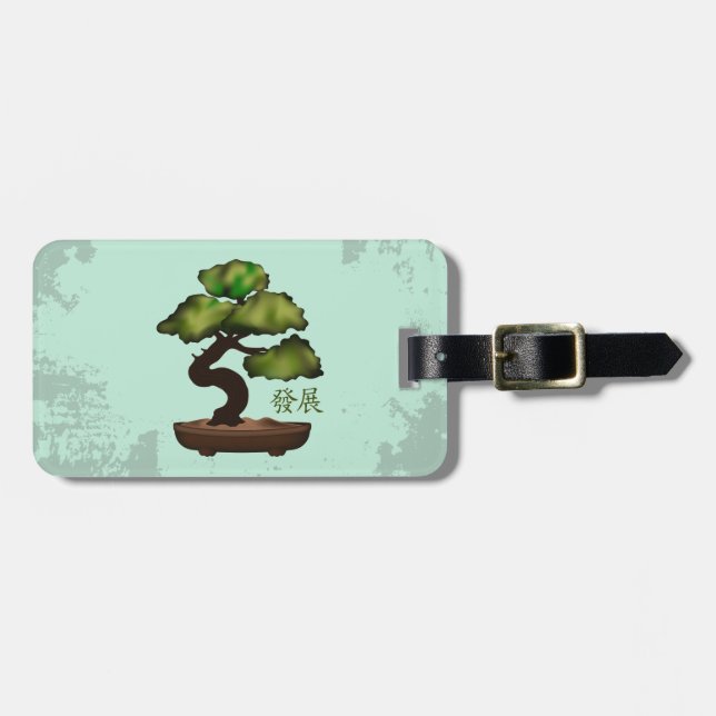 Grönt Bonsai grunge-bakgrunden "Tillväxt" Bagagebricka (Horisontell Framsida)