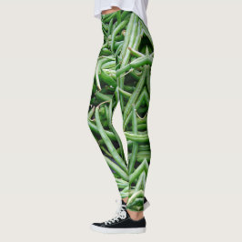 Grönt Bönsbalkar Leggings