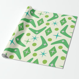 Grönt Boomerangs med stjärnsprängningar Presentpapper