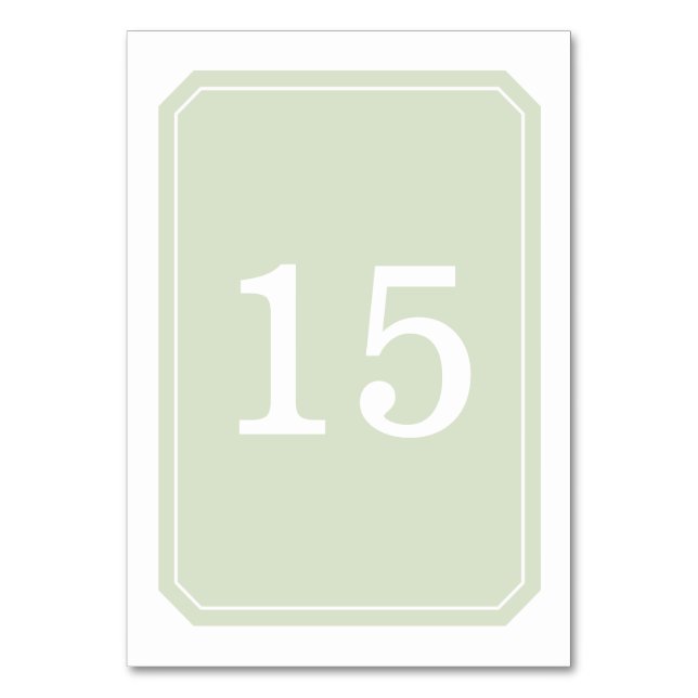Grönt Bord-kort för Elegant Bordsnummer (Framsidan)