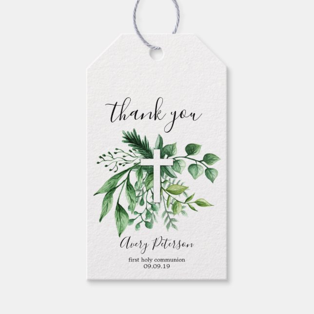 Grönt Botaniska Kor Första Heligan Presentetikett (Framsidan)