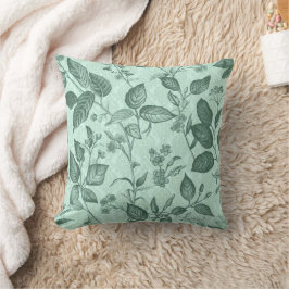 Grönt botaniska mönster kudde