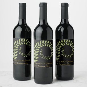 GRÖNT BOTANISKT BLACK ANPASSADE VIN ETIKETT