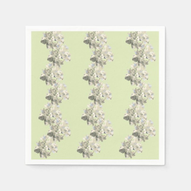 Grönt botaniskt blommönstrat papper pappersservett (Framsidan)
