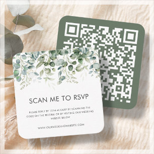 Grönt Botaniskt Bröllop OSA QR-kod Tilläggskort