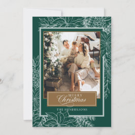 Grönt Botaniskt God jul Foto Julkort