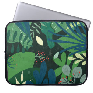 Grönt Botaniskt: Illustration av tropiska Löv Laptop Fodral