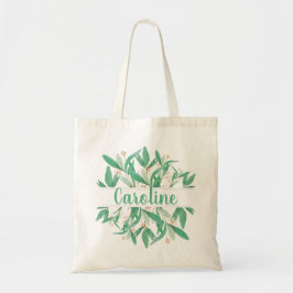 Grönt Botaniskt Löv Elegant bröllop Tote Bag Tygkasse