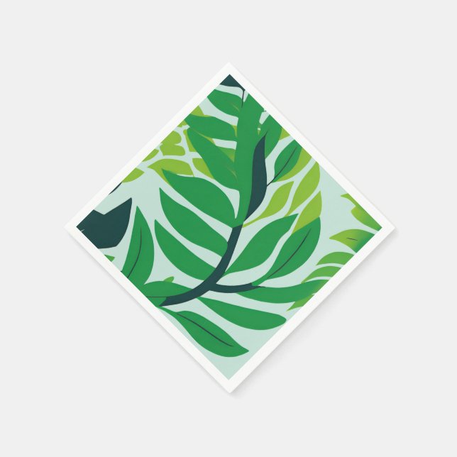 Grönt Botaniskt Löv Pappersservett (Hörn)