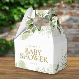 Grönt Botaniskt Lövverk Guld Bebis Shower Presentaskar